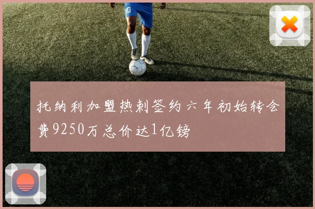 托纳利加盟热刺签约六年初始转会费9250万总价达1亿镑